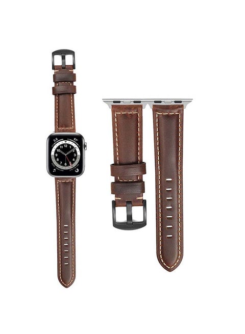 Retro Wax Replacement Band For Apple Watch Series 6/SE/5/4/3/2/1 Dark Brown