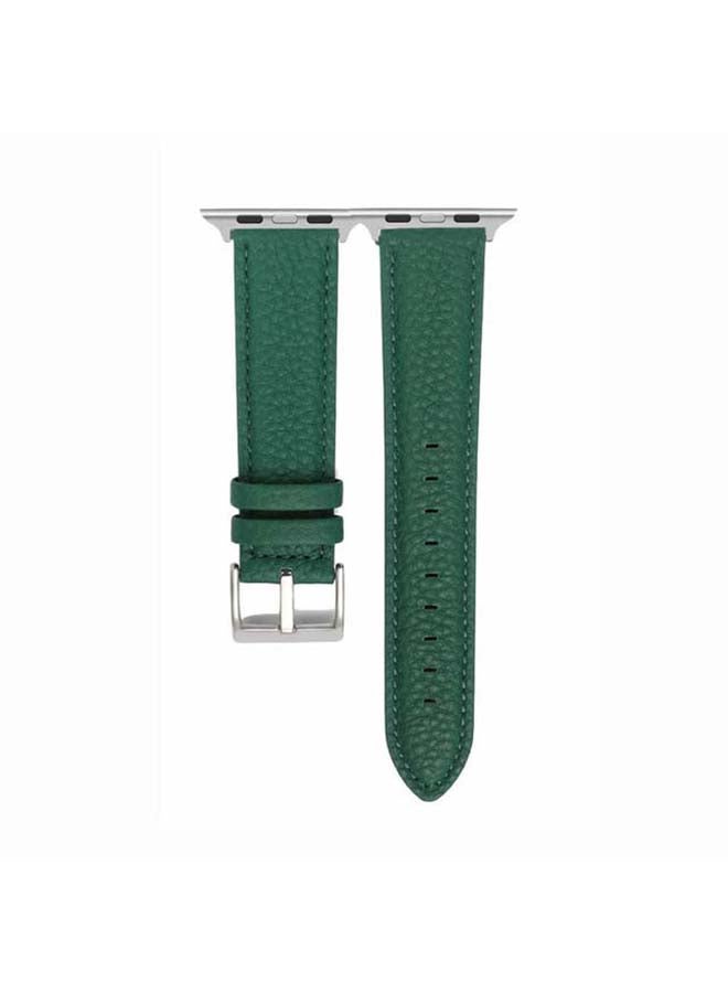 Perfii - Genuine Calf Leather Replacement Band For Apple Watch Series 6/SE/5/4/3/2/1 Green - Image 1
