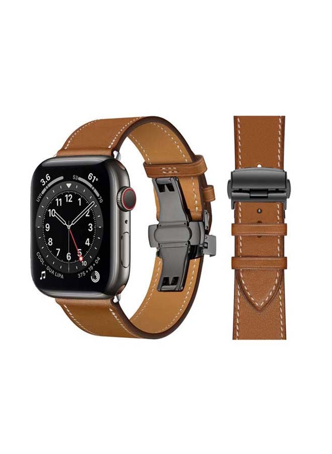 Perfii - Replacement Band For Apple Watch Series 6/SE/5/4/3/2/1 Supreme Brown - Image 1