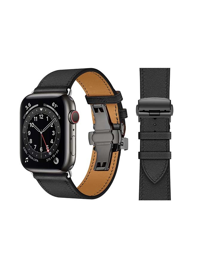 Perfii - Replacement Band For Apple Watch Series 6/SE/5/4/3/2/1 Supreme Black Silver - Image 1
