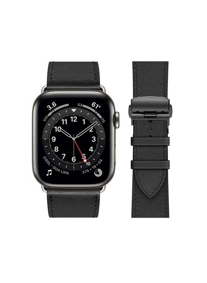 Perfii - Replacement Band For Apple Watch Series 6/SE/5/4/3/2/1 Supreme Black Silver - Image 1