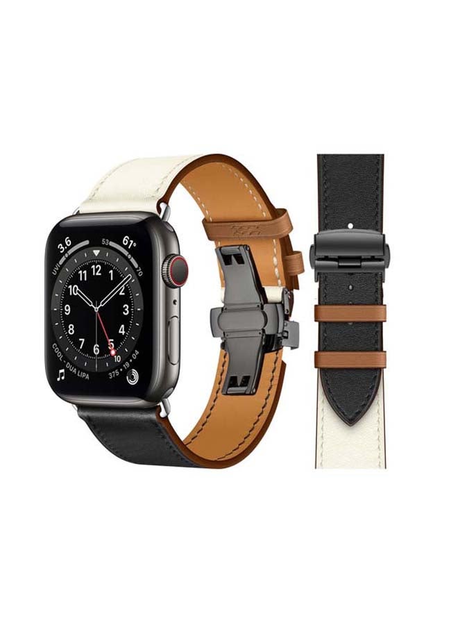 Perfii - Replacement Band for Apple Watch Series 6/SE/5/4/3/2/1 White/Black - Image 1