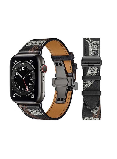 Replacement Band for Apple Watch Series 6/SE/5/4/3/2/1 Noir Blanc/ Black White Line