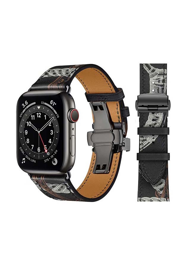 Perfii - Replacement Band for Apple Watch Series 6/SE/5/4/3/2/1 Noir Blanc/ Black White Line - Image 1