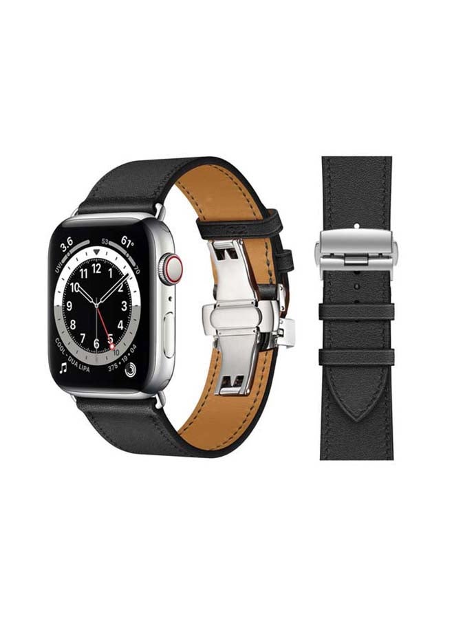 Perfii - Replacement Band for Apple Watch Series 6/SE/5/4/3/2/1 Supreme Black/Silver - Image 1