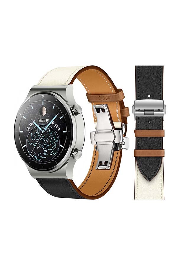 Perfii Replacement Band  For Huawei Watch GT2 Pro Noir/Blanc/Gold Swift - White Black - Image 1