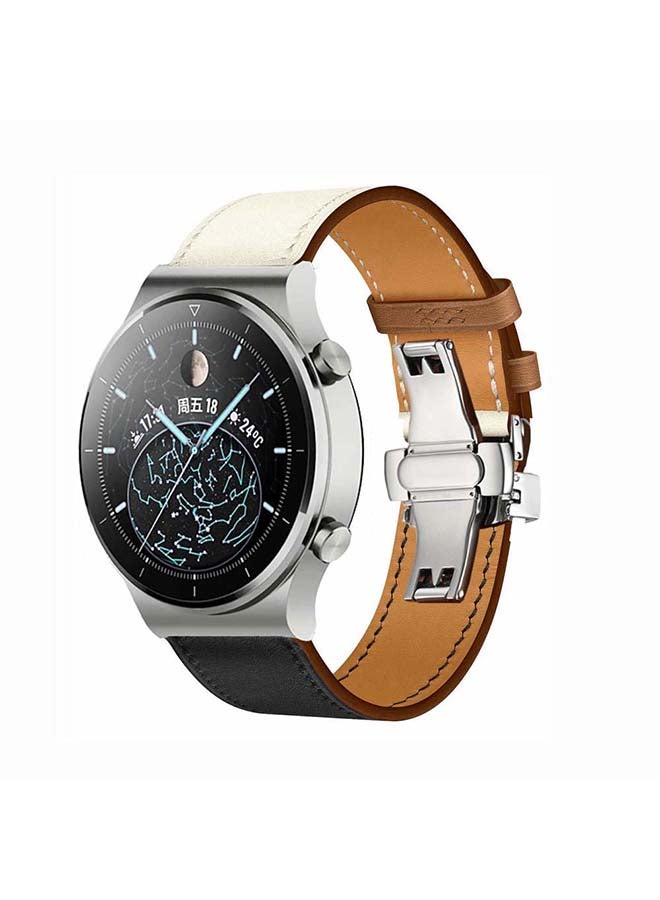 Perfii Replacement Band  For Huawei Watch GT2 Pro Noir/Blanc/Gold Swift - White Black - Image 2