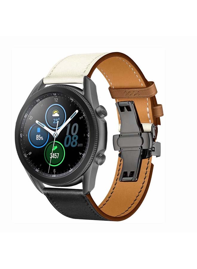 Perfii - Replacement Band For Samsung Galaxy Watch3 Noir/Blanc/Gold Swift - White Black - Image 1