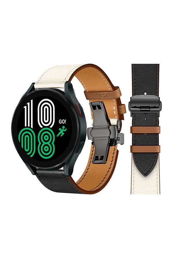 Perfii Replacement Band For Samsung Galaxy Watch4 Noir/Blanc/Gold Swift - White Black - Image 1