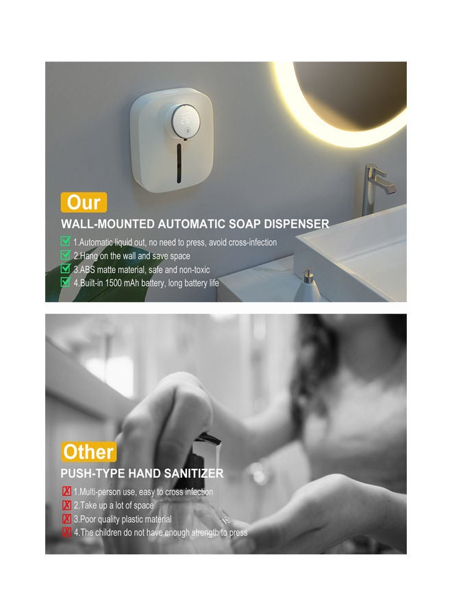 Wall-Mounted Automatic Soap Dispenser White/Black/Silver 7.70x14.40x16cm - Image 3