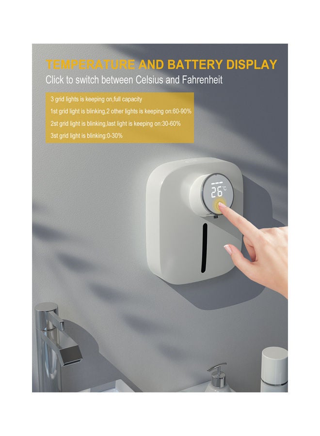 Wall-Mounted Automatic Soap Dispenser White/Black/Silver 7.70x14.40x16cm - Image 4