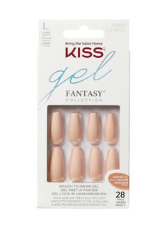 KISS 28-Piece Gel Fantasy False Nails Set Beige  - Image 1