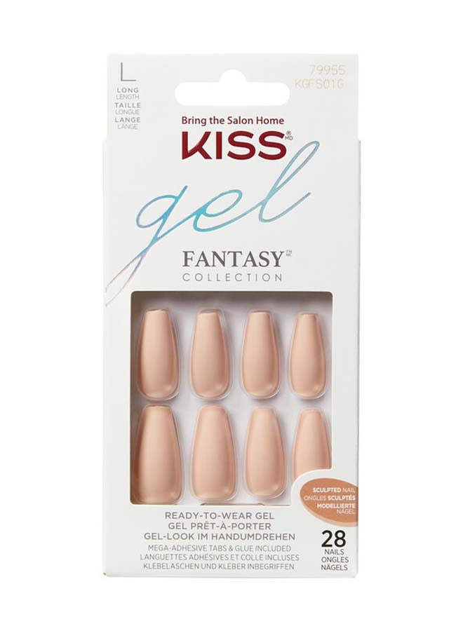 KISS 28-Piece Gel Fantasy False Nails Set Beige  - Image 1