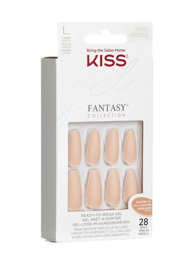 KISS 28-Piece Gel Fantasy False Nails Set Beige  - Image 2