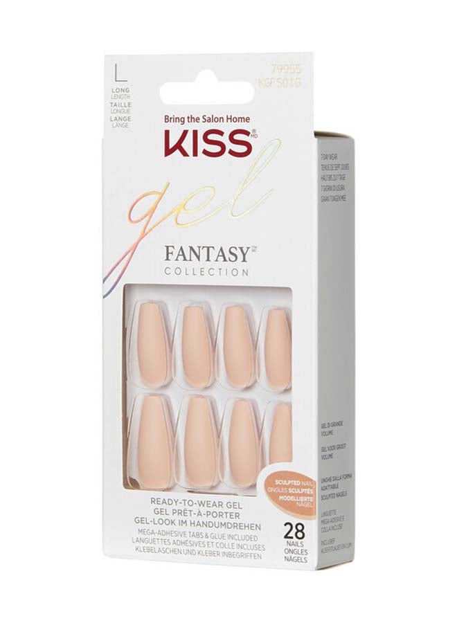 KISS 28-Piece Gel Fantasy False Nails Set Beige  - Image 3