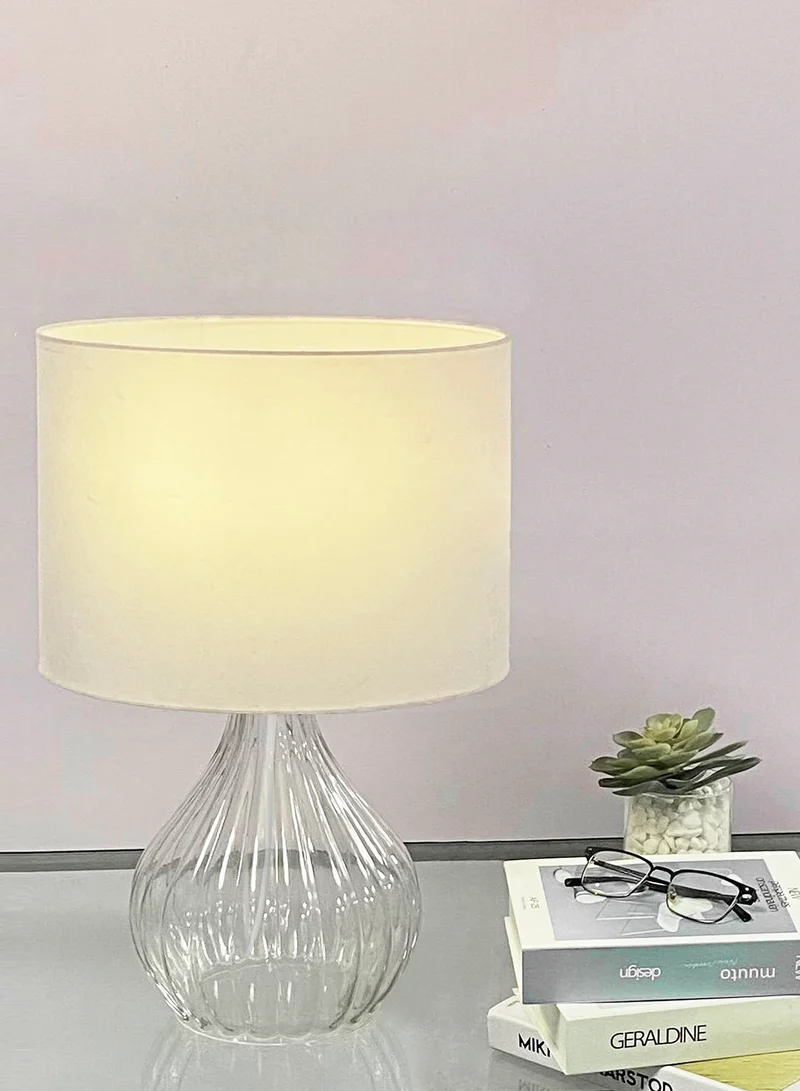 ebb & flow Tringles Ceramic Table Lamp Unique Luxury Quality Material for the Perfect Stylish Home LT1153 Clear/Off White 34 x 55