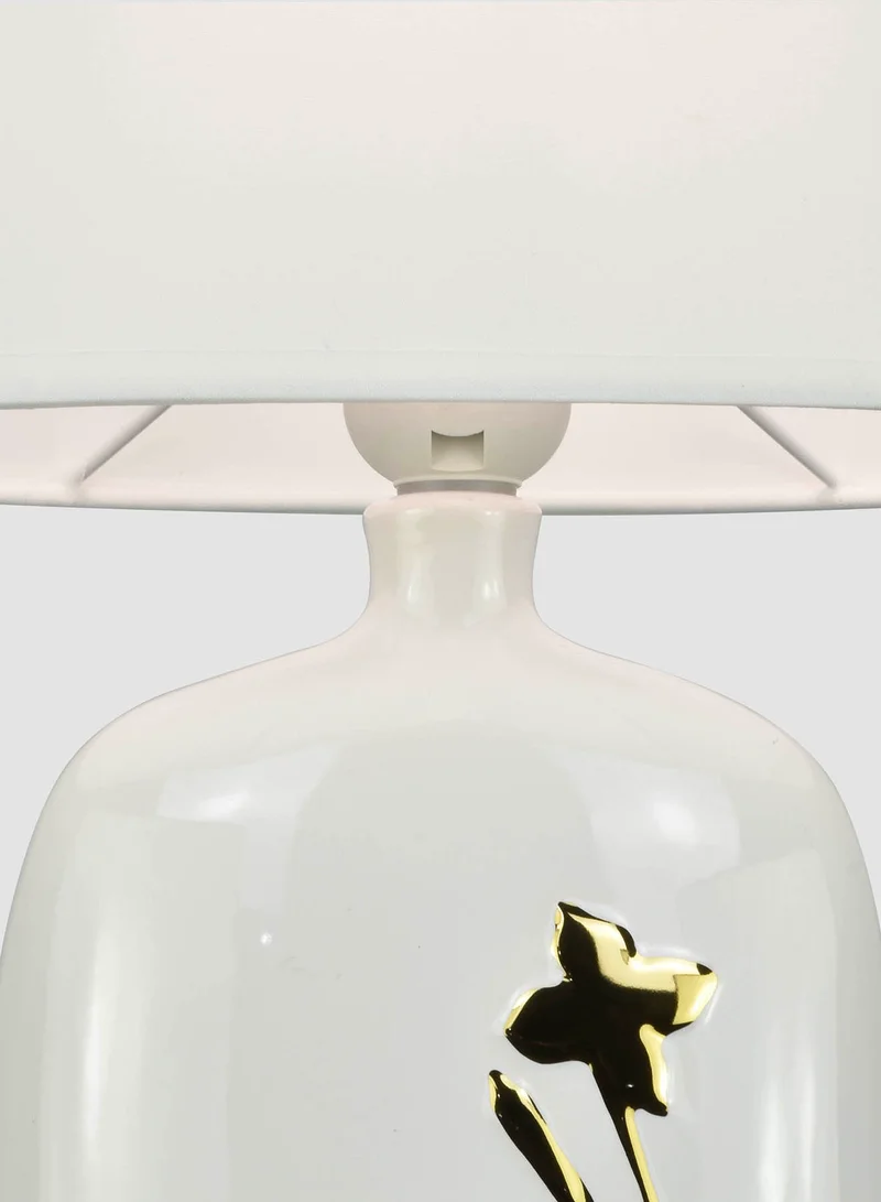 ebb & flow Fleur Gold Ceramic Table Lamp Unique Luxury Quality Material for the Perfect Stylish Home AT17101 Gold/Off White 27 x 15 x 50.5