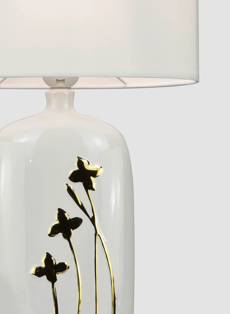 ebb & flow Fleur Gold Ceramic Table Lamp Unique Luxury Quality Material for the Perfect Stylish Home AT17101 Gold/Off White 27 x 15 x 50.5