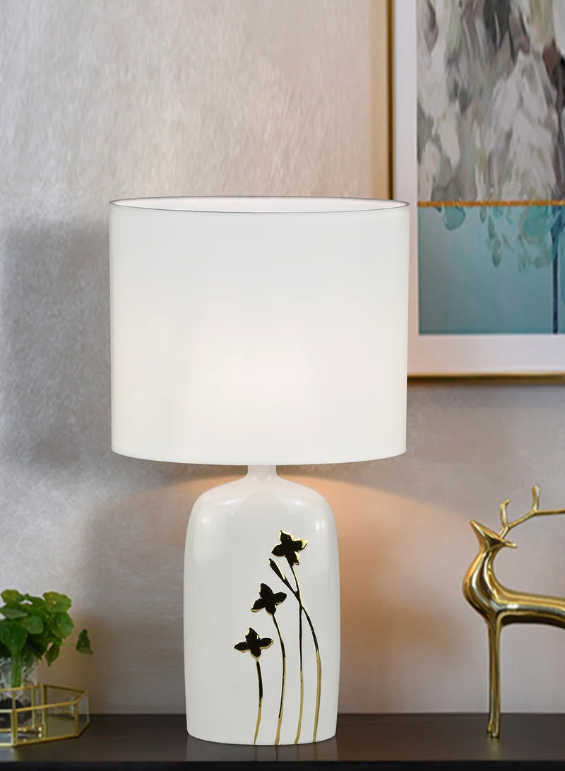 ebb & flow Fleur Gold Ceramic Table Lamp Unique Luxury Quality Material for the Perfect Stylish Home AT17101 Gold/Off White 27 x 15 x 50.5