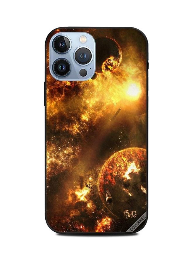 كوفرنيكس غطاء حماية واقٍ بطبعة كوكب ذهبي لأبل آيفون 13 برو ماكس متعدد الألوان - Image 1