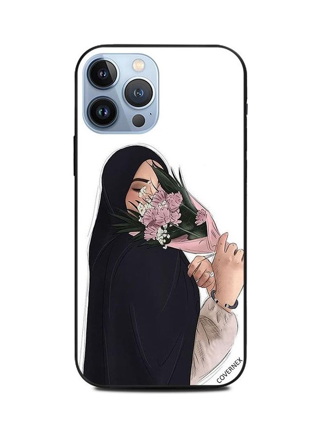 Covernex Girl Hide Face With Peach Flowers Printed Protective Case Cover For Apple iPhone 13 Pro Max Multicolour - Image 1