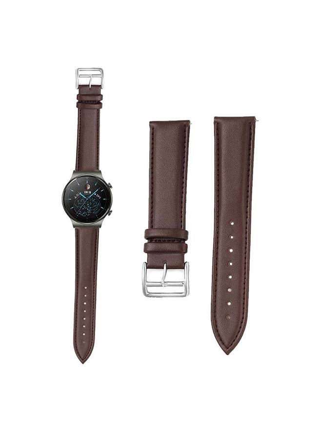 Perfii Genuine Leather Replacement Band 22mm for Huawei Watch GT2 Pro Brown - Image 1