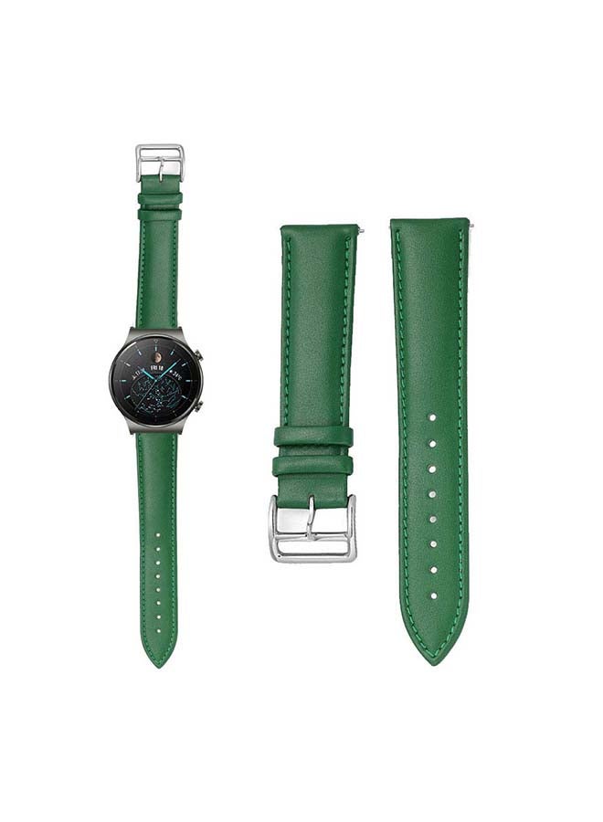 Perfii Genuine Leather Replacement Band 22mm for Huawei Watch GT2 Pro Green - Image 1