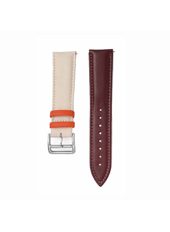 Perfii Genuine Leather Replacement Band 22mm For Huawei Watch GT2 Pro White/Brown - Image 2