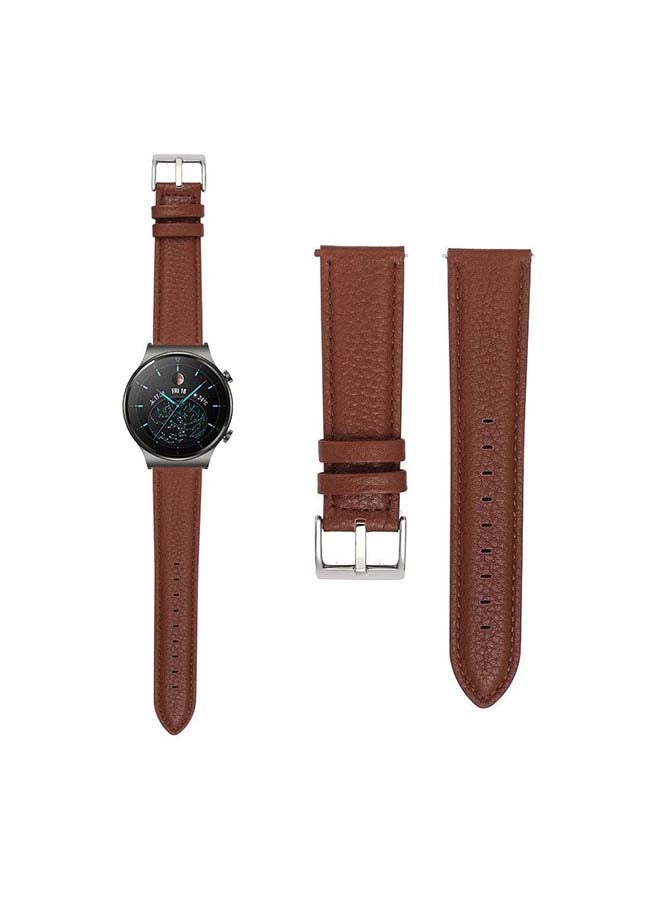 Perfii Genuine Calf Leather Replacement Band 22mm For Huawei Watch GT2 Pro Brown - Image 1
