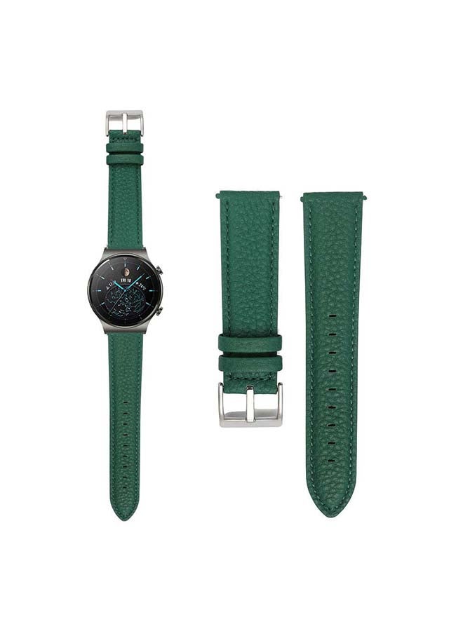 Perfii Genuine Calf Leather Replacement Band 22mm For Huawei Watch GT2 Pro Green - Image 1