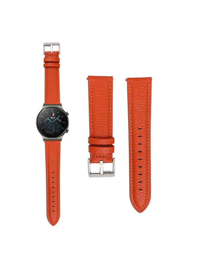 Perfii Genuine Calf Leather Replacement Band 22mm For Huawei Watch GT2 Pro Orange - Image 1