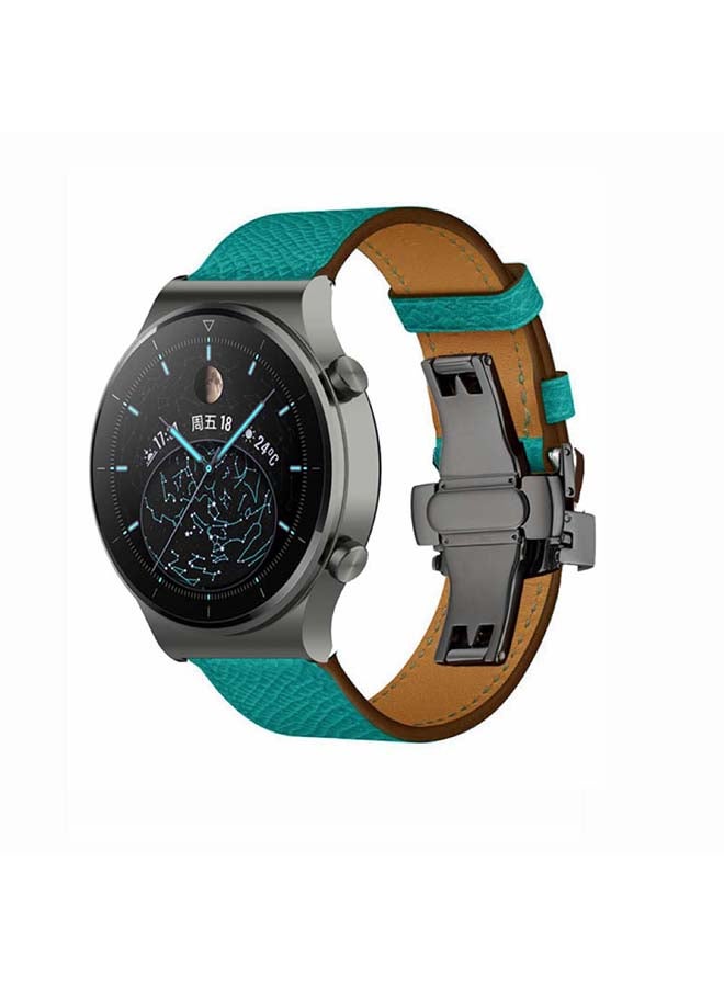 بيرفيي سوار بديل من الجلد الطبيعي مقاس 22 مم لساعة هواوي GT2 برو أخضر - Image 2