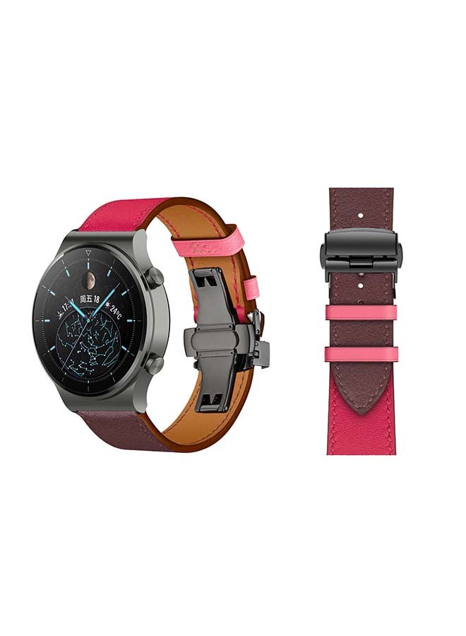 Perfii Genuine Leather Replacement Band 22mm For Huawei Watch GT2 Pro Red - Image 1