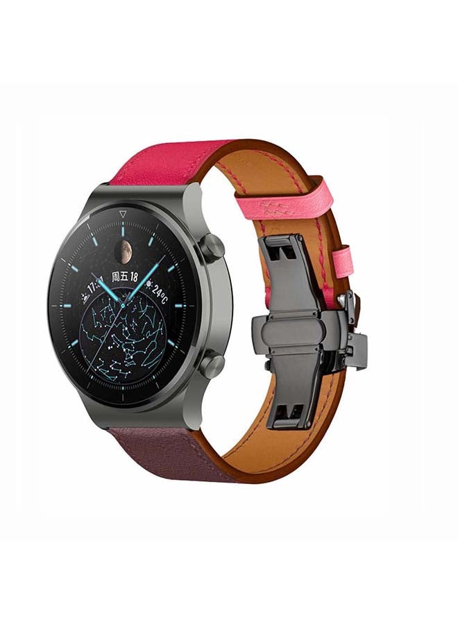 Perfii Genuine Leather Replacement Band 22mm For Huawei Watch GT2 Pro Red - Image 2