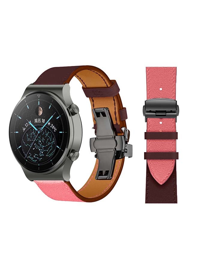 بيرفيي سوار بديل من الجلد الطبيعي مقاس 22 مم لساعة هواوي GT2 برو وردي - Image 1