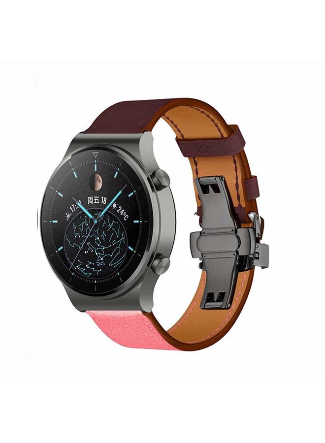 بيرفيي سوار بديل من الجلد الطبيعي مقاس 22 مم لساعة هواوي GT2 برو وردي - Image 2