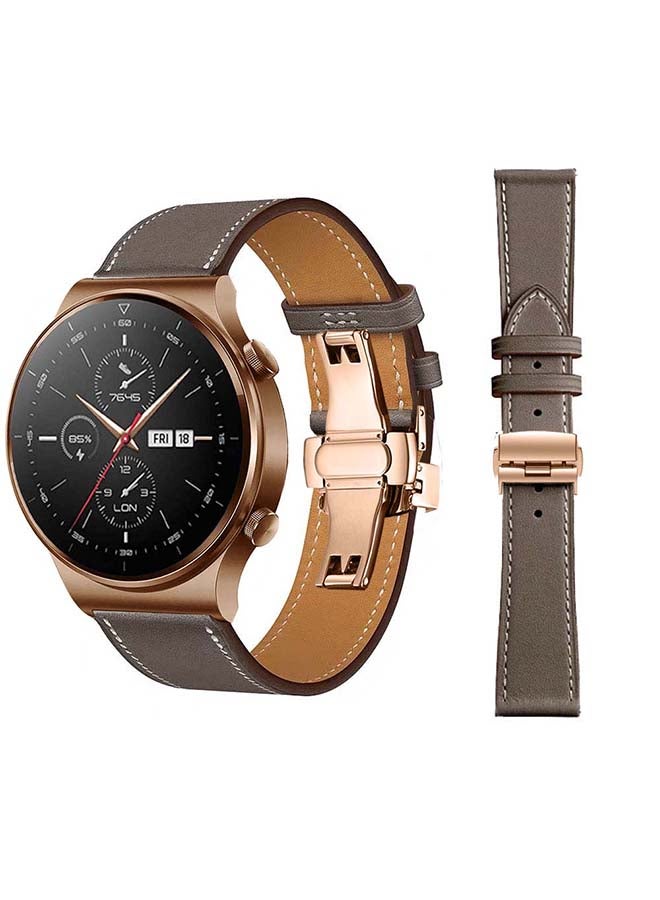 بيرفيي سوار بديل من الجلد الطبيعي مقاس 22 مم لساعة هواوي GT2 برو رمادي - Image 1
