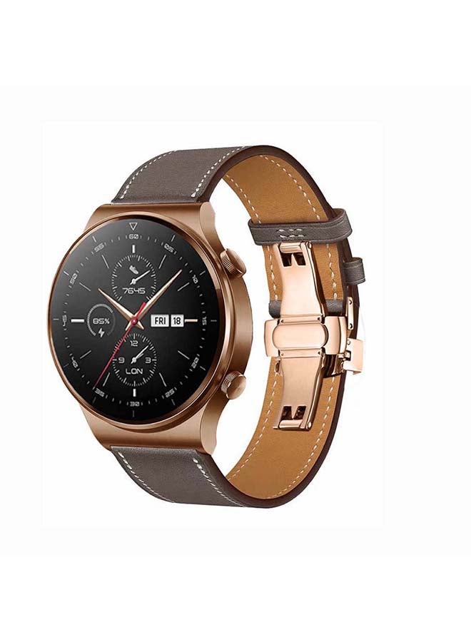 بيرفيي سوار بديل من الجلد الطبيعي مقاس 22 مم لساعة هواوي GT2 برو رمادي - Image 2