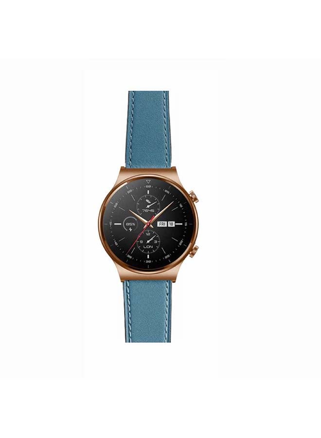 بيرفيي سوار بديل من الجلد الطبيعي مقاس 22 مم لساعة هواوي GT2 برو أزرق - Image 2