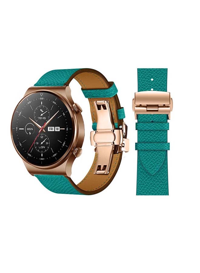 بيرفيي سوار بديل من الجلد الطبيعي مقاس 22 مم لساعة هواوي GT2 برو أخضر - Image 1