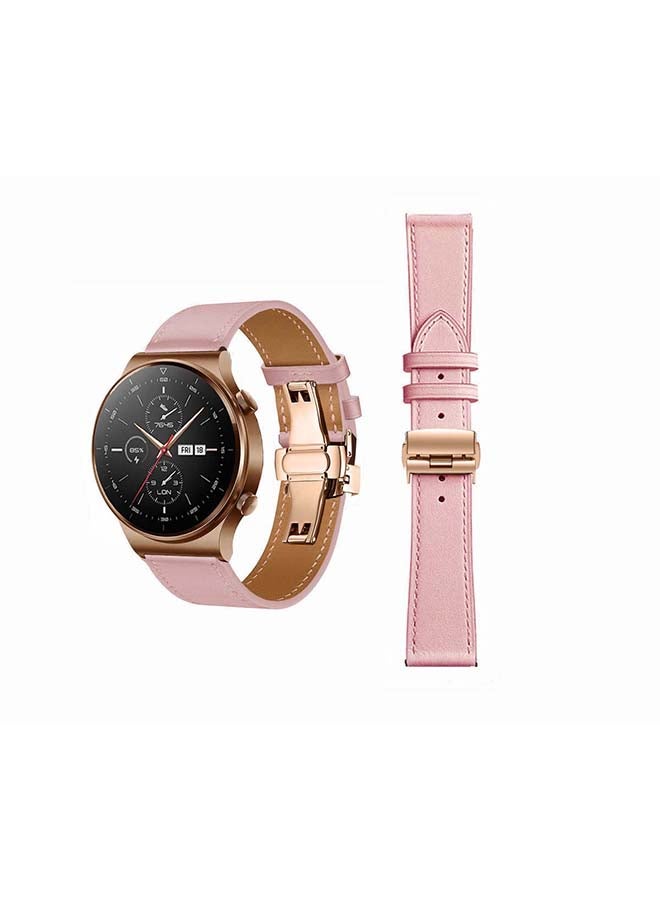 بيرفيي سوار بديل من الجلد الطبيعي مقاس 22 مم لساعة هواوي GT2 برو وردي/ وردي ذهبي - Image 1