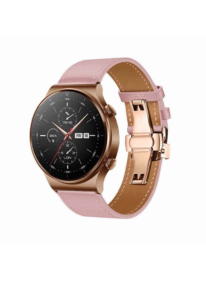 بيرفيي سوار بديل من الجلد الطبيعي مقاس 22 مم لساعة هواوي GT2 برو وردي/ وردي ذهبي - Image 2