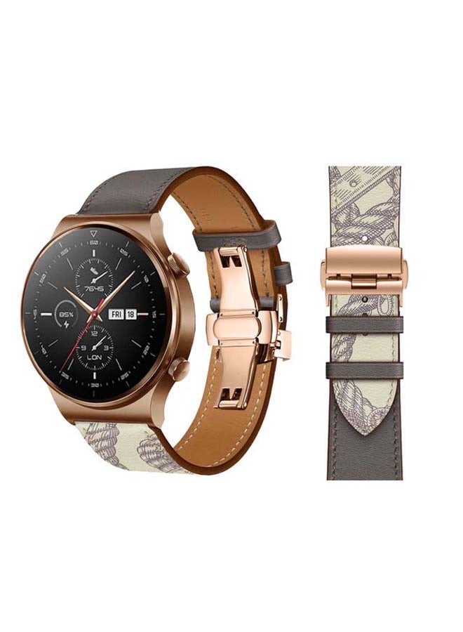 Perfii 22mm-Genuine Leather Replacement Band For Huawei Watch GT2 Pro Grey  - Image 1