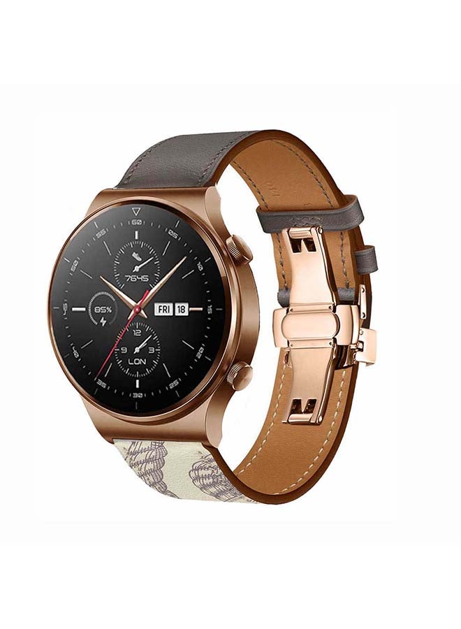 Perfii 22mm-Genuine Leather Replacement Band For Huawei Watch GT2 Pro Grey  - Image 2