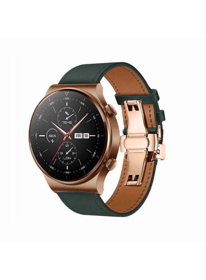 بيرفيي سوار بديل من الجلد الطبيعي مقاس 22 مم لساعة هواوي GT2 برو أخضر ميدنايت - Image 2