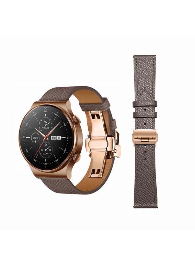 Perfii 22mm-Genuine Leather Replacement Band For Huawei Watch GT2 Pro Grey - Image 1