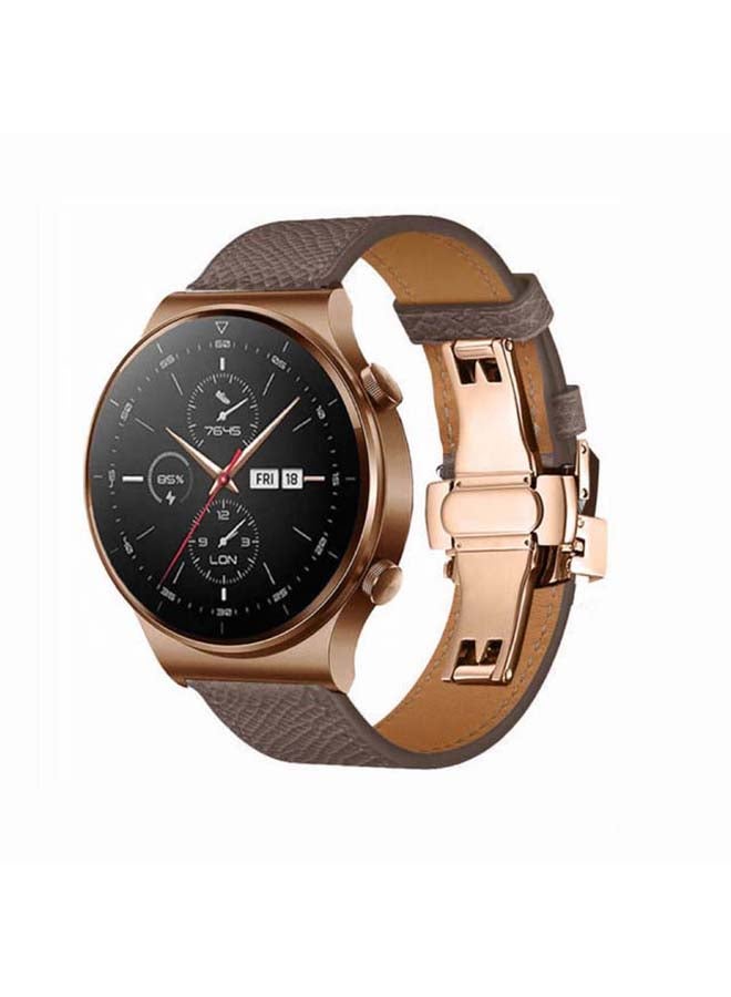 Perfii 22mm-Genuine Leather Replacement Band For Huawei Watch GT2 Pro Grey - Image 2