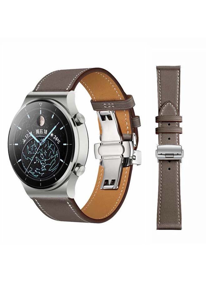 Perfii Genuine Leather Replacement Band For Huawei Watch GT2 Pro 22mm Grey - Image 1