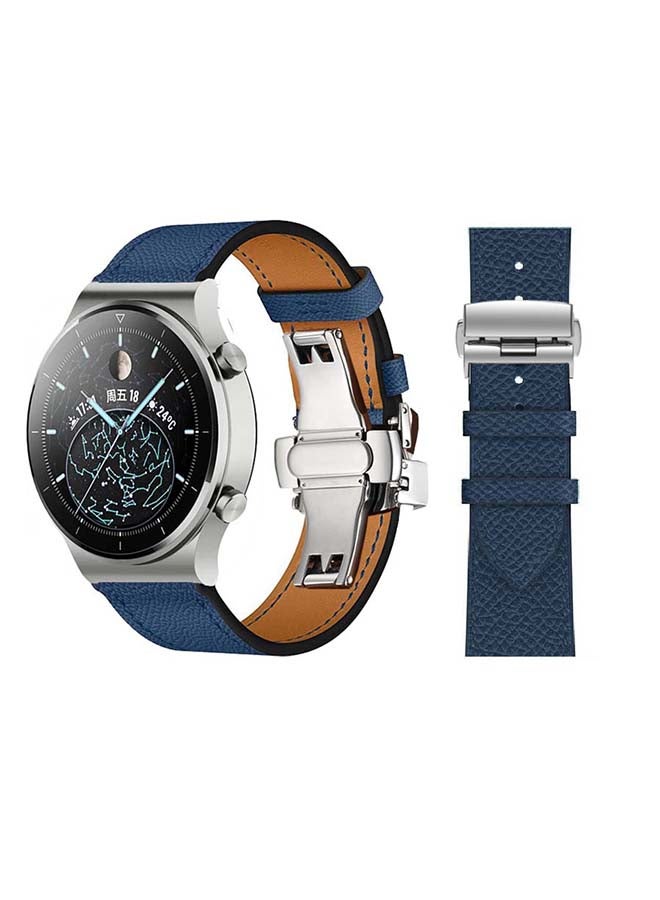 بيرفيي سوار بديل من الجلد الطبيعي لساعة هواوي GT2 برو أزرق - Image 1