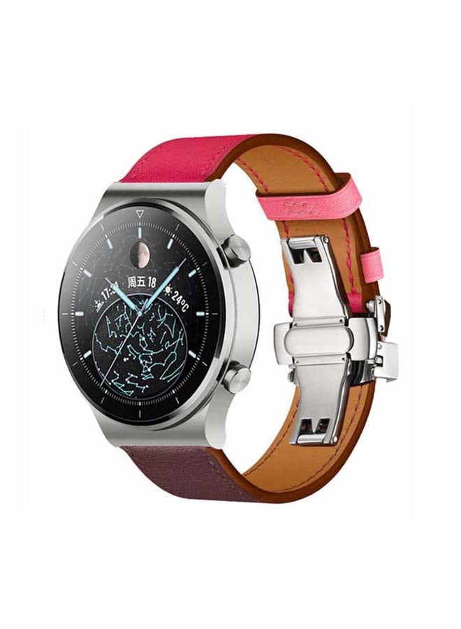 بيرفيي سوار بديل من الجلد الطبيعي لساعة هواوي GT2 برو أحمر - Image 2